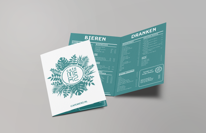 Ontwerp en drukwerk van menukaarten voor Café Merz